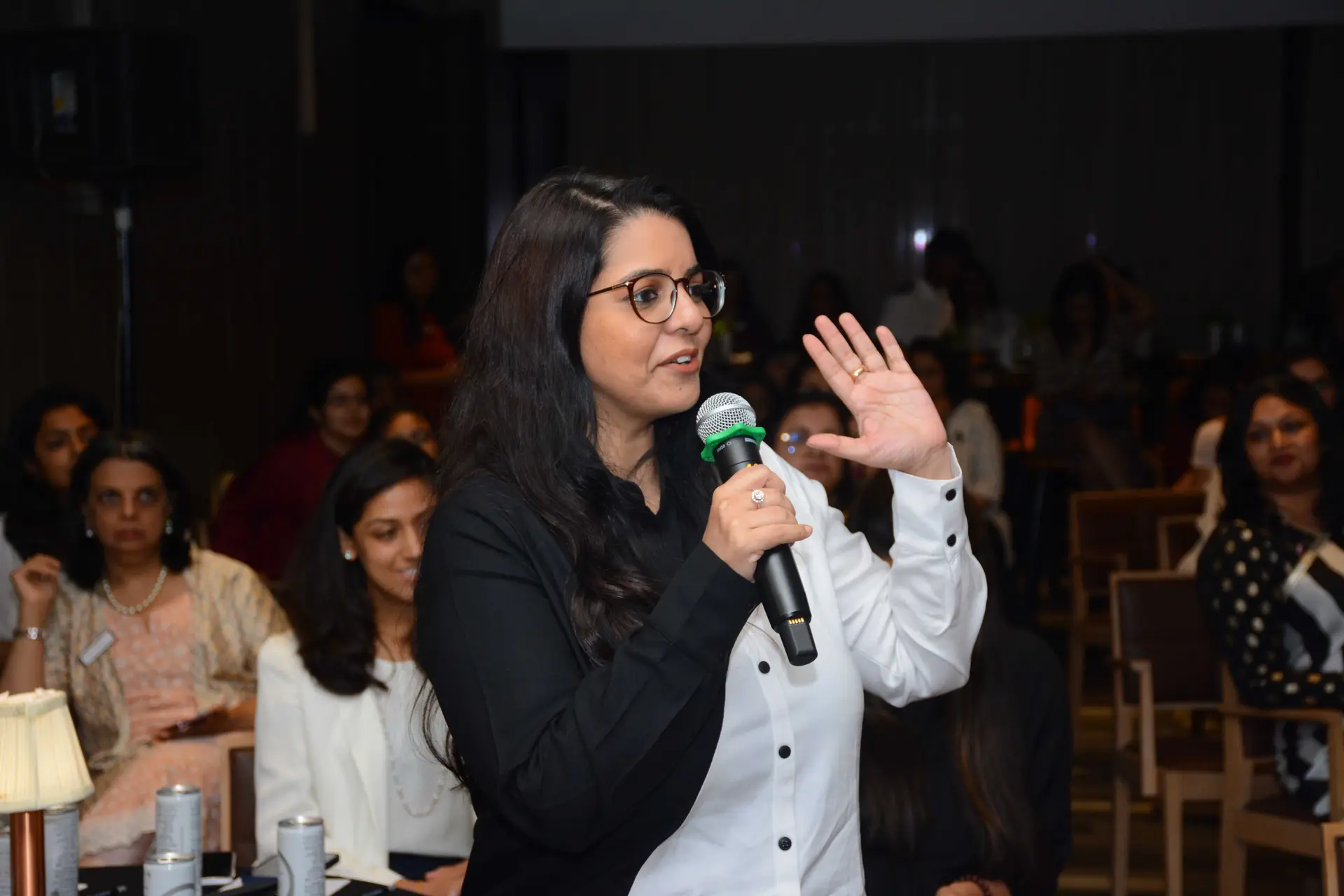 Conference speaker at podium 28